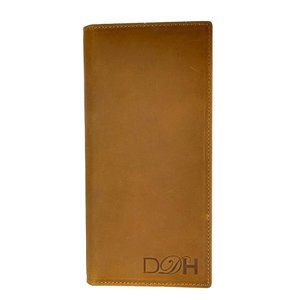 DALLAS DESIGNER HANDBAGS  Long Bifold Crazy Horse Leather Wallet Brown